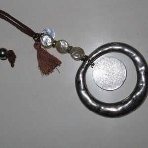 Vintage Silver and Brown Pendant Necklace